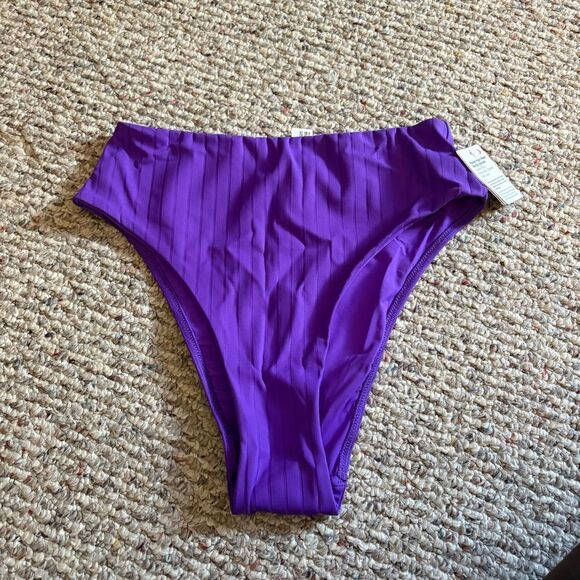NWT Lululemon Ribbed High-Waist Skimpy-Fit Swim Bottom Atomic Purple- Size 8 - Picture 1 of 10